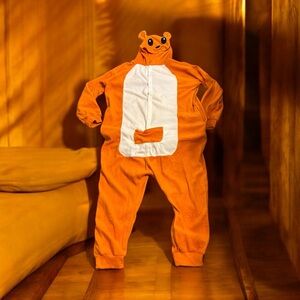 Jumpsuit Pajamas Costume Pokémon Kangaroo Bear- Adult Size XL Hoodie Orange